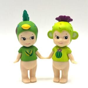 Set of 2 New Unbranded Mini Figures, Cactus, Monkey & Parakeet Costumes